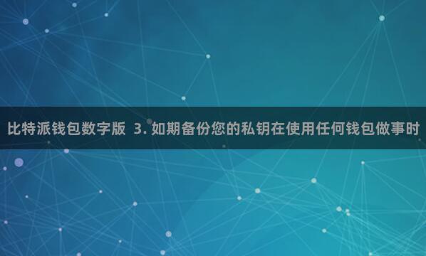 比特派钱包数字版  3. 如期备份您的私钥在使用任何钱包做事时