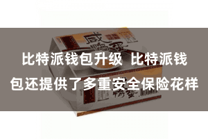 比特派钱包升级  比特派钱包还提供了多重安全保险花样